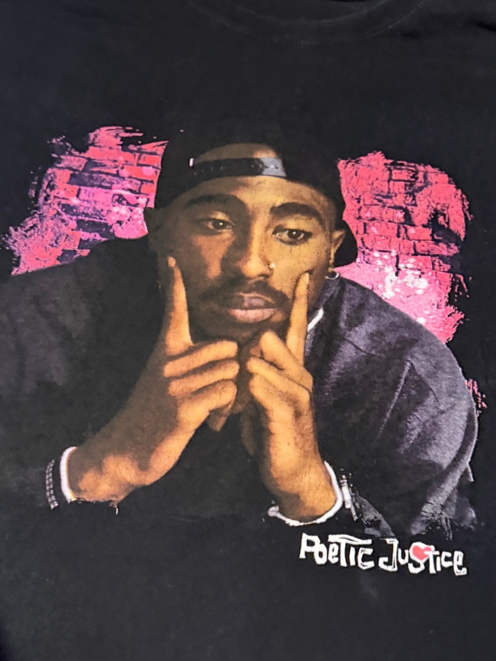 2020 Poetic Justice Tupac Shakur Graphic T-Shirt - Black Xl